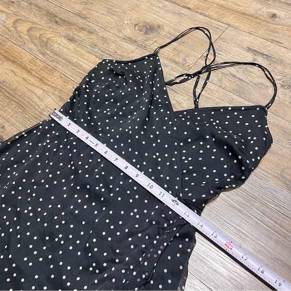 Francesca's Mi Ami Dress Black & White Polka Dots Midi Dress Ruffled Hem Size M - Picture 15 of 15